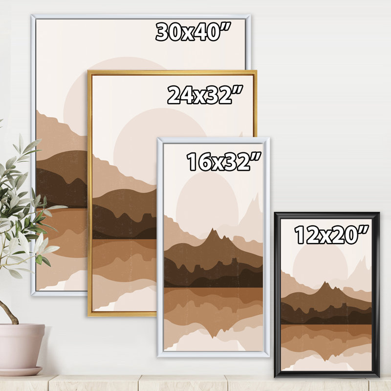 «Minimalist Terracotta Landscape», impression sur toile, Toile blanche encadrée, H 32 po x l 16 po x P 1 po