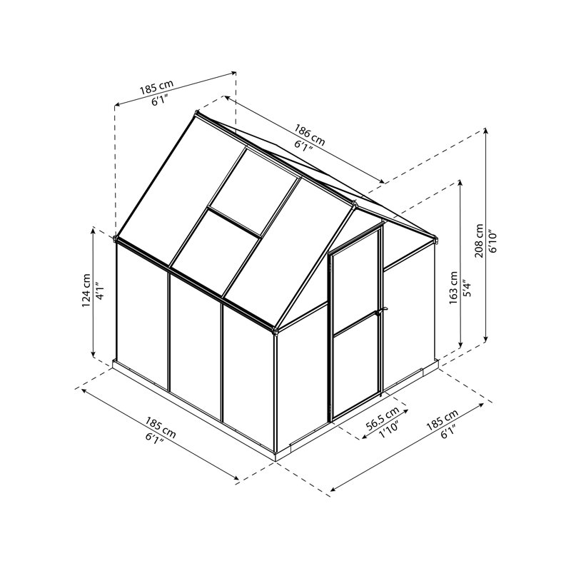 Palram 6' x 6' Green Polycarbonate Greenhouse with Aluminum Frame