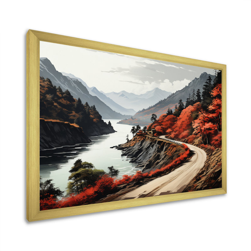 Endless River Journey Through Mountain II, Cadre doré simple, H 34 po x l 44 po x P 1,5 po