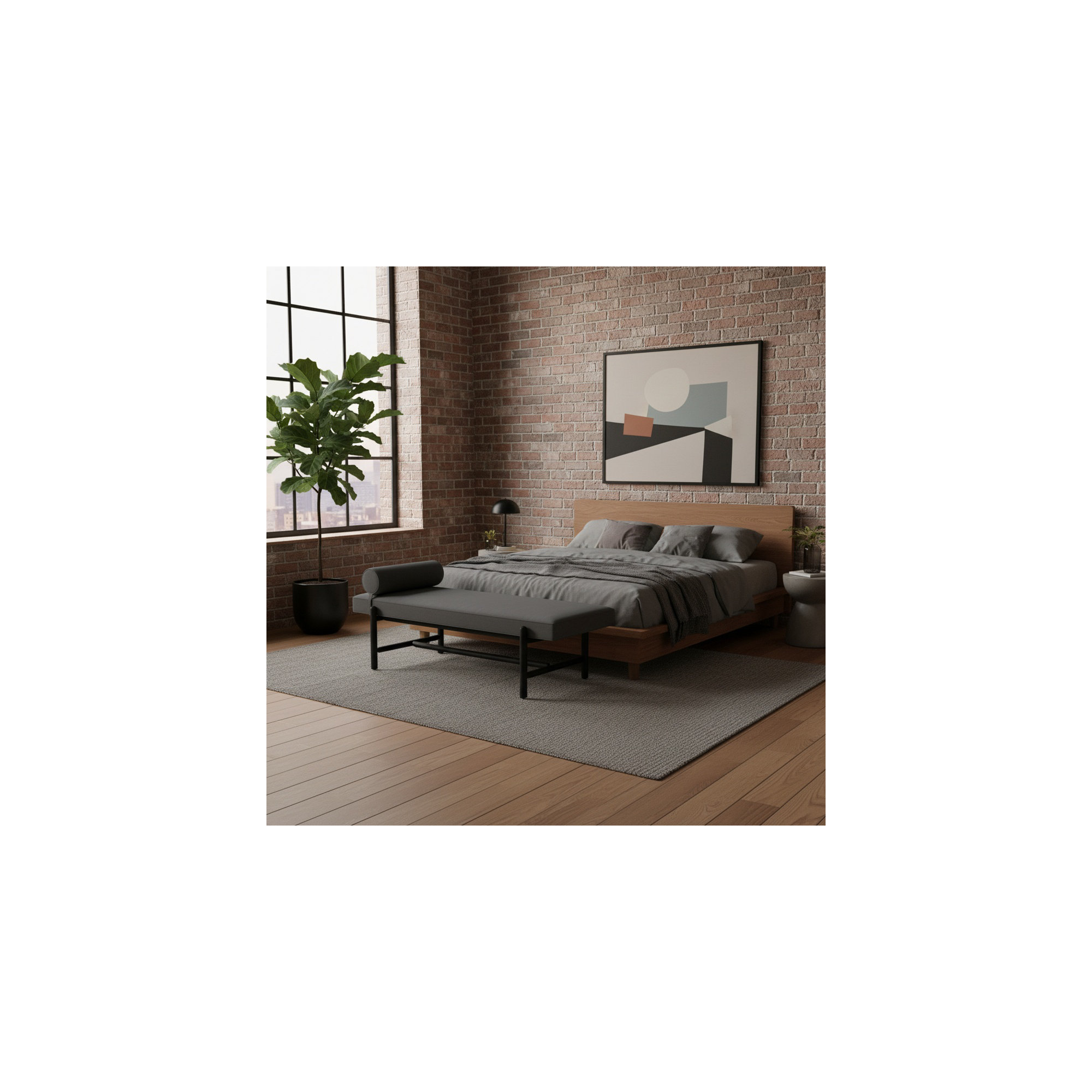Cellire Bench, Charcoal, Black