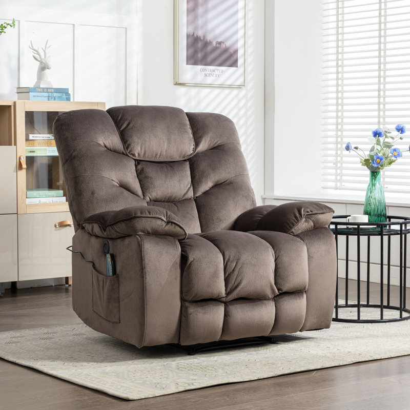 Chayden  40.2" Wide Modern Skin-friendly Microfiber Soft Heated Massage Power Recliner Chair with USB Port, Brown