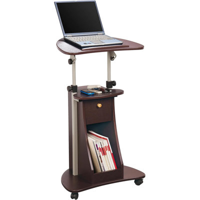 Sit-To-Stand Rolling Adjustable Storage Medical Laptop Computer Cart, Chocolate