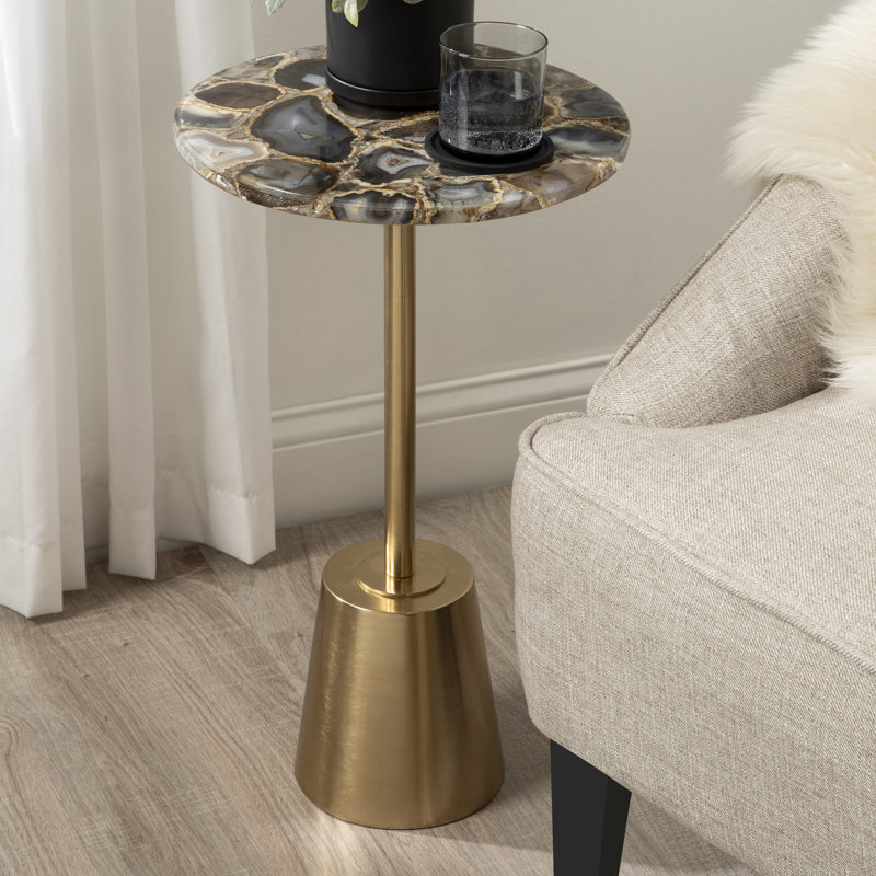 Table de bout Cemil, Doré, Noir, H 23,25 po x l 14 po x P 14 po