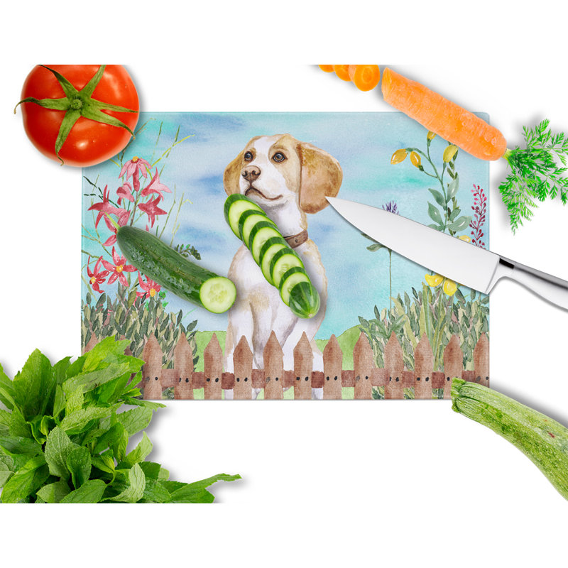 Planche à découper à ressorts en verre trempé caroline, Beagle