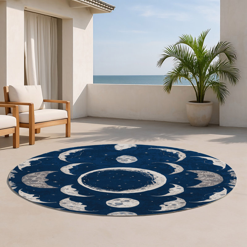 Tapis intérieur et extérieur bleu Nature, Rond 5 pi
