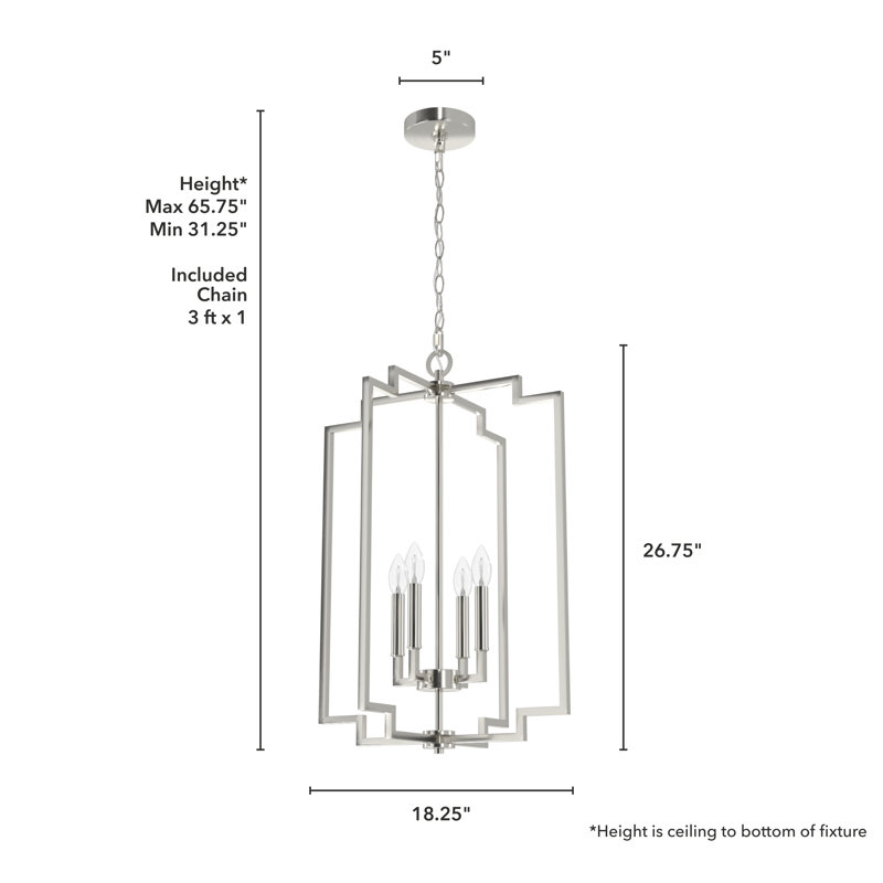 Zoanne 4 - Light Geometric Pendant, 59.75" H x 13.75" W x 13.75" D, Brushed Nickel