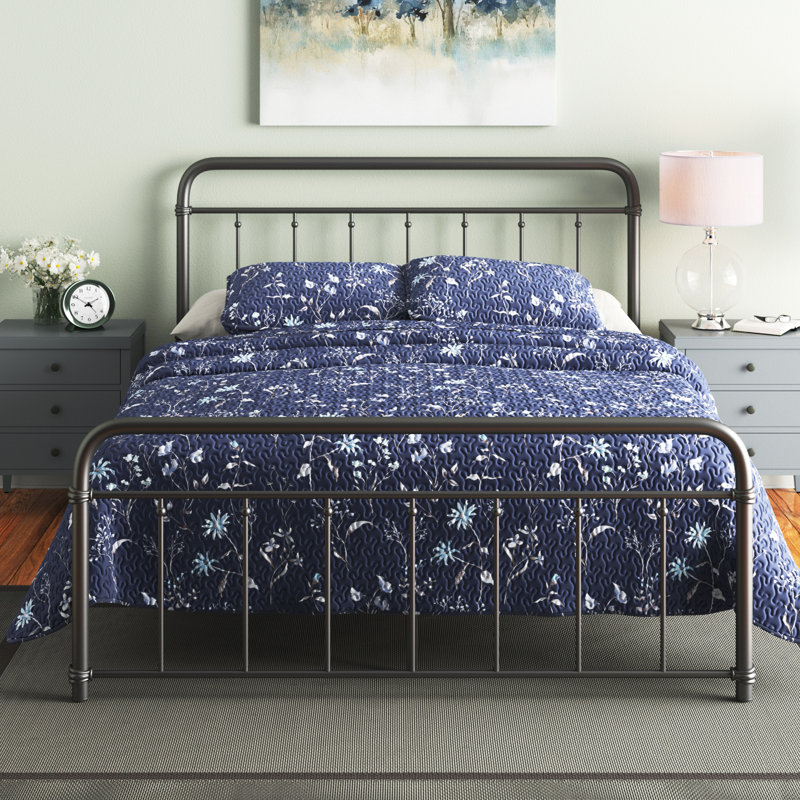 Aldiana Metal Slat Bed, Black, Full