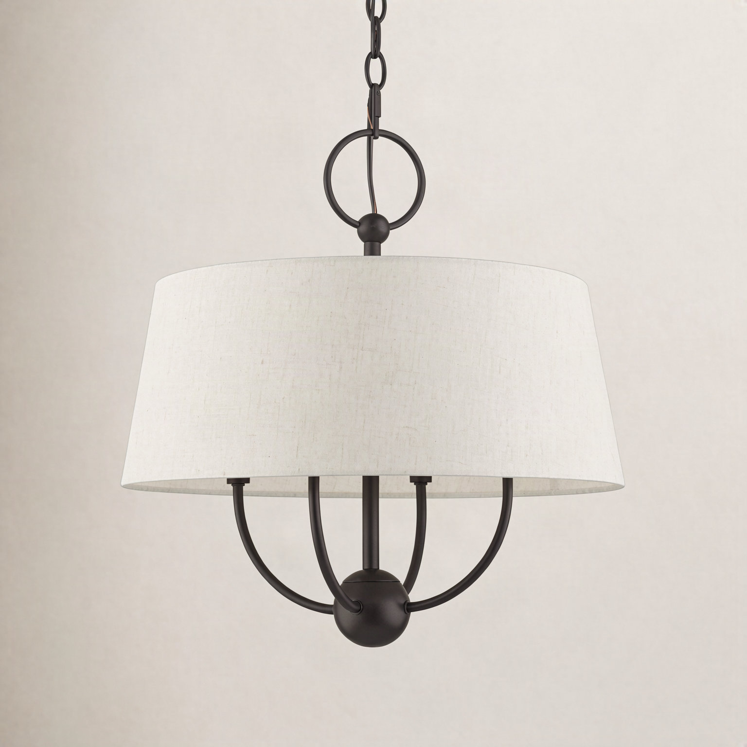 Desra 4 Light Linen Blend Dimmable Pendant, English Bronze