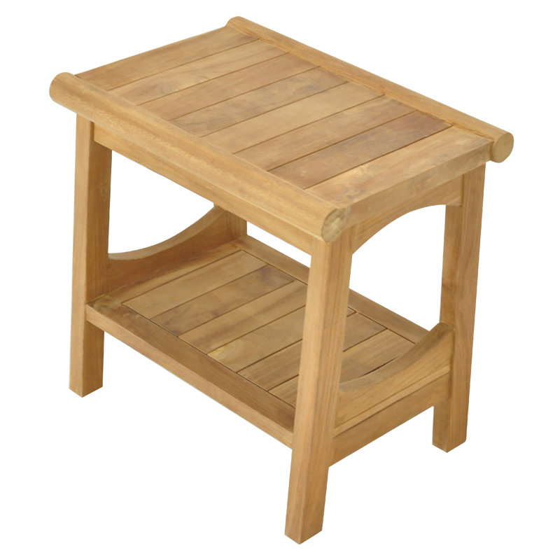 Spateak Grade-A Teak Wood Perth Shower Seat 18" Outdoor Patio Stool Bench