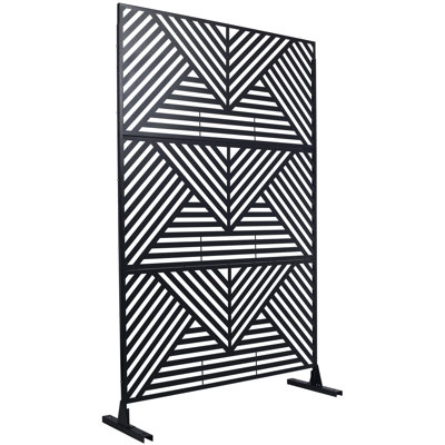 Metal Privacy Screen 76" H48" W - Outdoor & Indoor Black For Deck Simple Installation Process Use Deck, Patio, Balcony Fence Panels