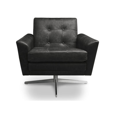Begay Upholstered Top Grain Leather Swivel Armchair