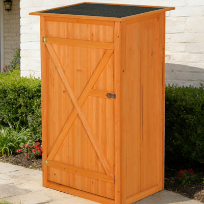 Waterproof Garden Storage With Lockable Door, Flat - Roofed Wooden Tool Shed, For Backyard And Terrace, Yellow, Construction Outdoor Storage Shed, Roof, Door, , Pool Lawn Supplies, Multi Purpose
