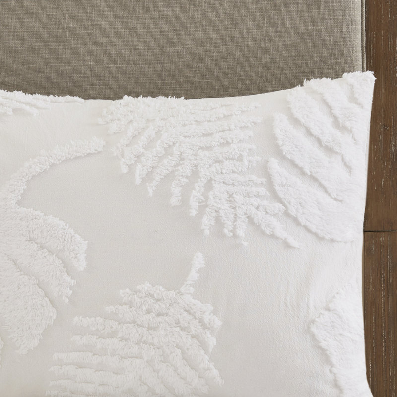 Édredon 3 pièces en chenille de coton - très grand / très grand, décor de feuilles, style chambre à coucher de plage, chenille très grand, thème, chambre à coucher Coastal House,