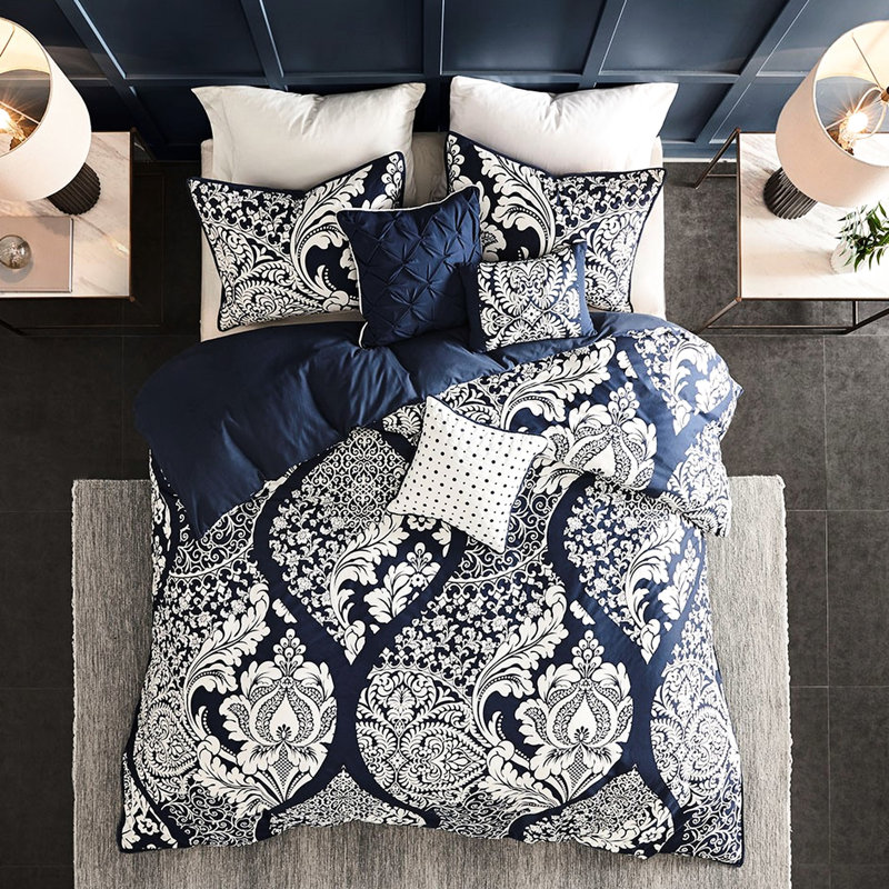 Housse de couette 6 pièces pour très grand / très grand lit, coussins de manipulation en tissu très grand imprimé de motifs complexes