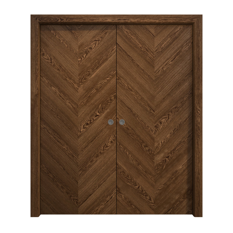 Portes coulissantes françaises à double poche | Ego 5005 | Ensemble de quincaillerie de rail | Portes intérieures modernes en bois massif pour chambre à coucher