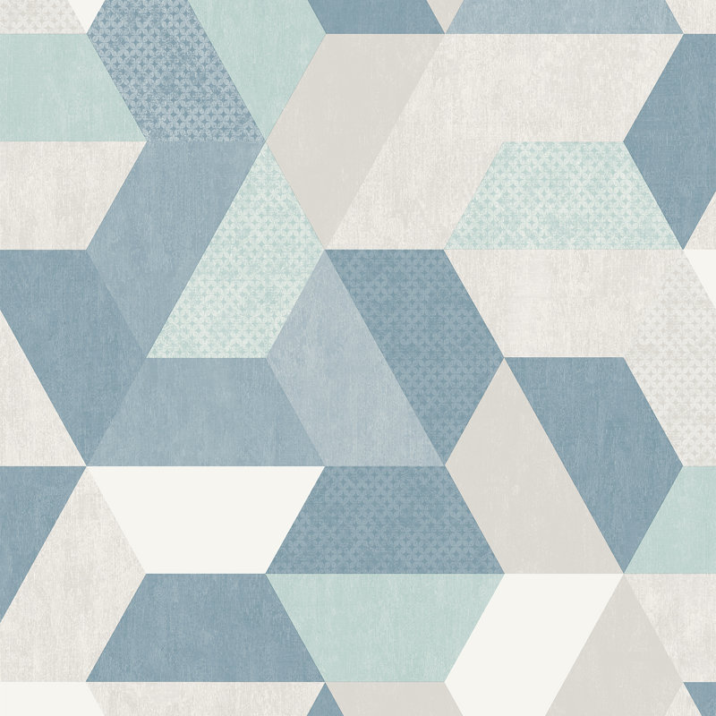 Papier peint géométrique jaune et bleu Loft, Bleu