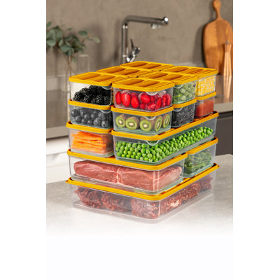 Versatile 15-Piece Storage Box Set, Orange | 100% Plastic, Includes 2 Boxes (4.3 x 11.8 x 2.8 in, 56.6 fl oz), 1 Box (9.1 x 11.4 x 2.6 in, 118.3 fl oz), 12 Boxes (3.5 x 4.1 x 2.2 in, 11.8 fl oz) | Dishwasher Safe, Ideal for Organizing Home & Office