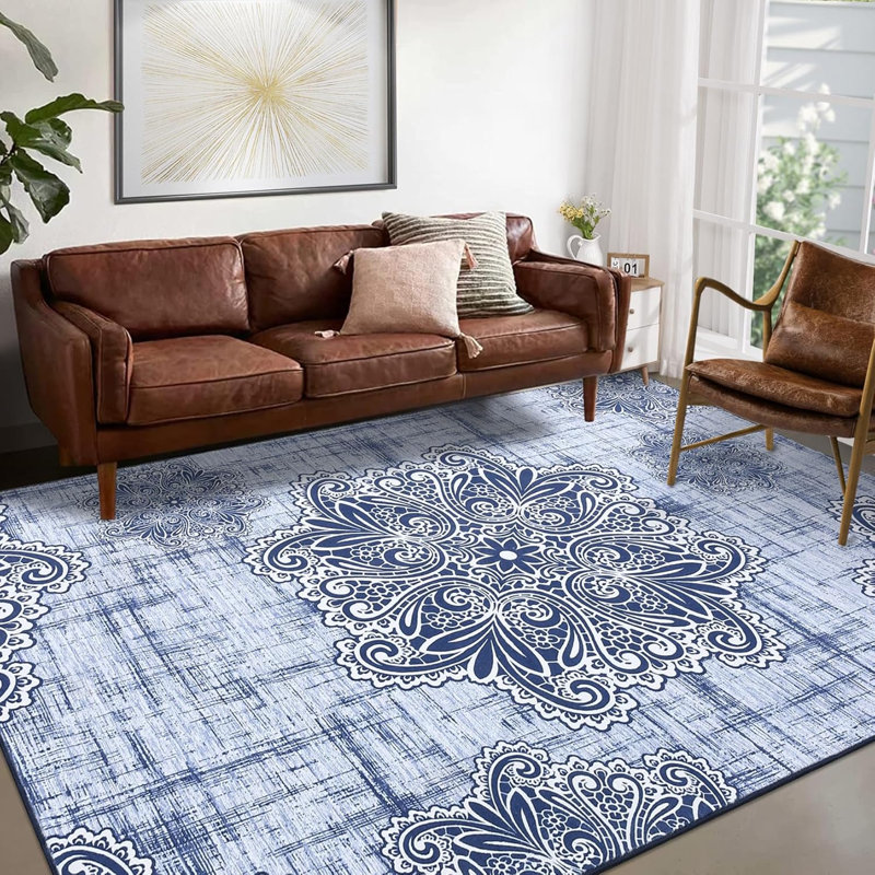 Vintage Washable Runner Rug – Non-Slip, Low Pile, Retro Indoor Carpet for Kitchen, Entryway, Laundry, Beige-Grey
