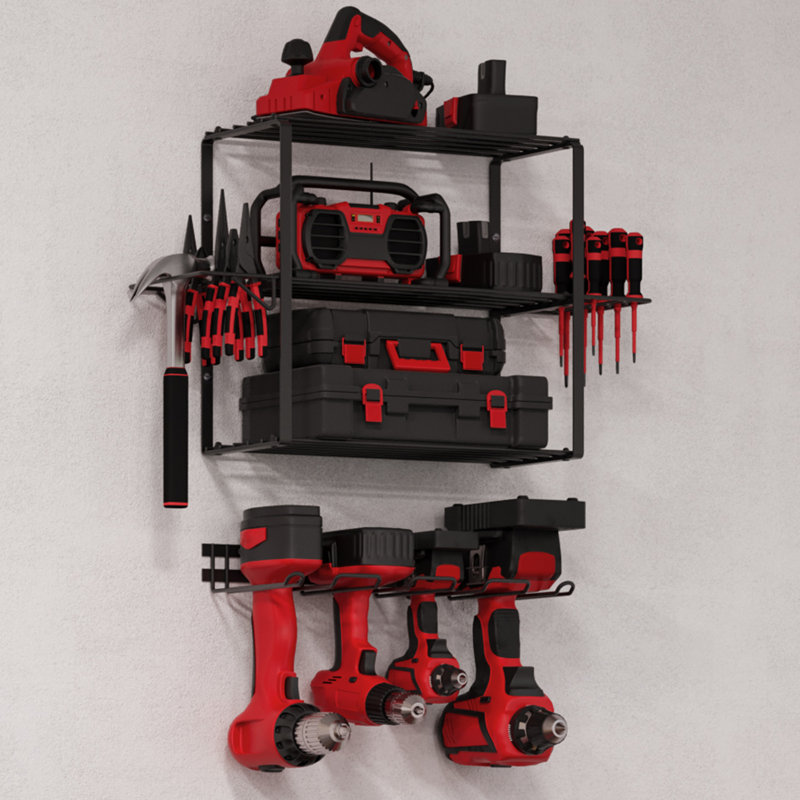 Stalwart Black Steel 3-Tier Power Tool Organizer Shelving