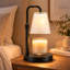 Candle Warmer Lamp with Timer & Dimmer, Wax Heating Melter for Scented Candle Jars Women House Warming Gift Heightness Adjustable bedrooms kitchen office Aesthetic Room Decor(Wavy Frosted Glass)