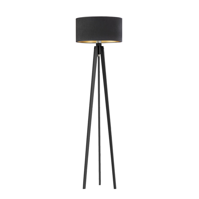 Caryville 149cm Tripod Floor Lamp, Yellow/Gold inside, Black