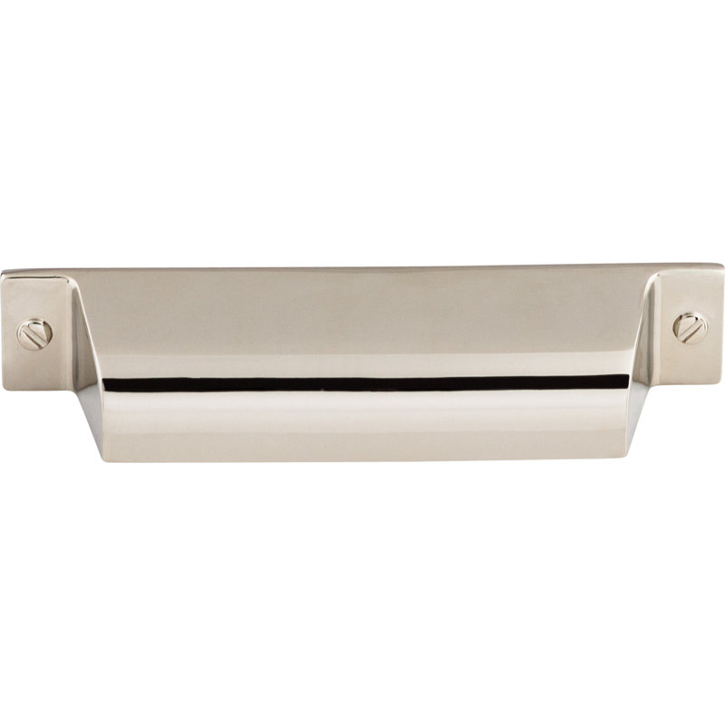 Channing 5" Center to Center Cup/Bin pull, Polished Nickel, 3 3/4" Center to Center