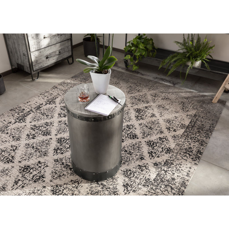 Heavy Industry Drum End Table, Grey