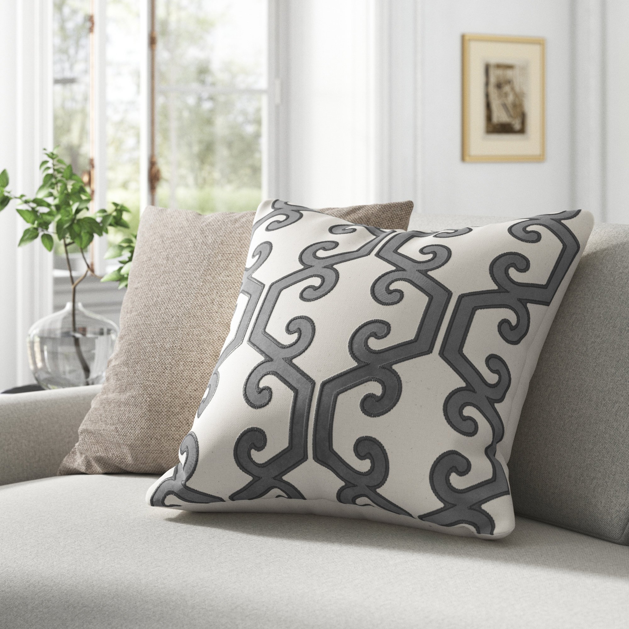 Home Accent Pillows Appliqued Cotton Indoor/Outdoor Throw Pillow ...