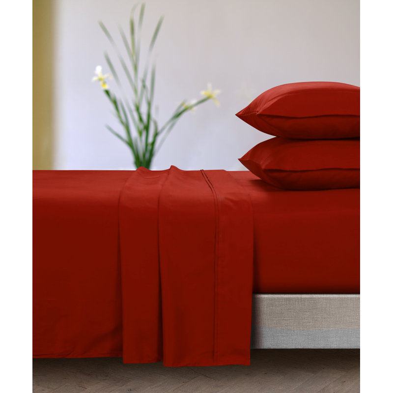 Microfiber Sheet Set, King Sheet Set + Fitted Sheet + 2 Pillowcases, Rust
