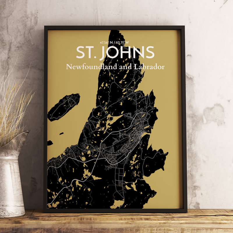 St. Johns City Map - No Frame Print, 50.8cm H x 40.6cm W x 0.13cm D