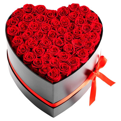 50 Preserved Real Red Roses In Heart-shaped Box, Eternal Flowers Lasting 3 Years, Luxury Romantic Gift For Anniversary, Valentine's Day, Birthday, Mother’s Day