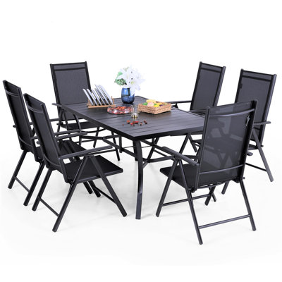 6 - Person Patio Dining Set Umbrella Hole Included Rectangular Table