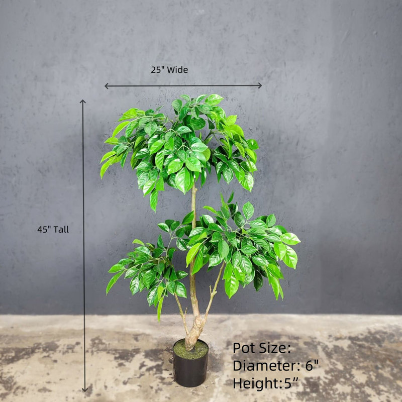 Artificial Treasure Tree, Happiness Tree, Radermachera Sinica Plant, Faux Tree, 45" H x 25" W x 25" D