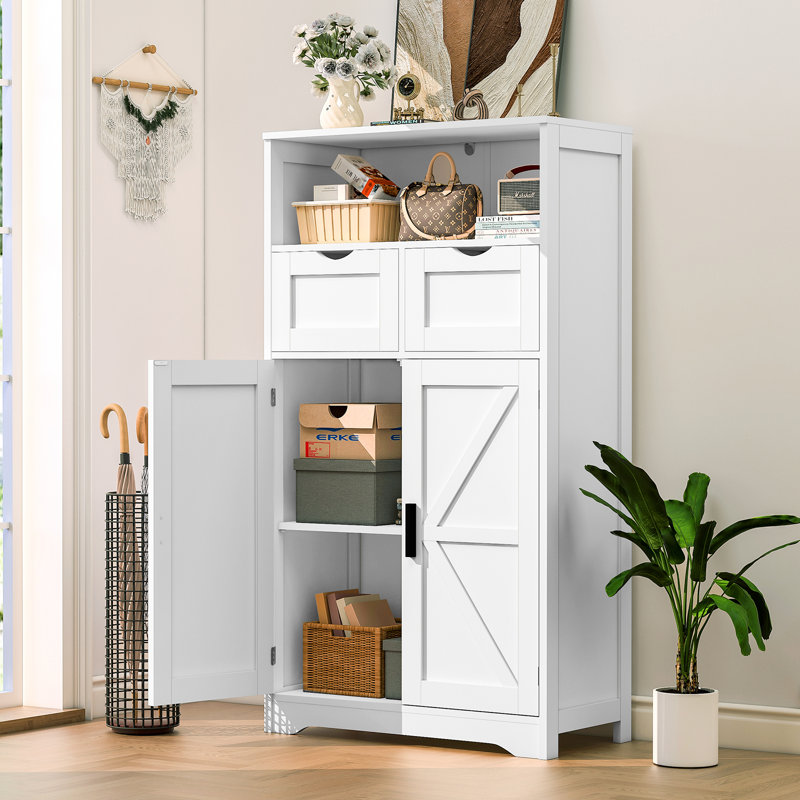 Ayvri Accent Cabinet with 2 Drawers & Doors, White