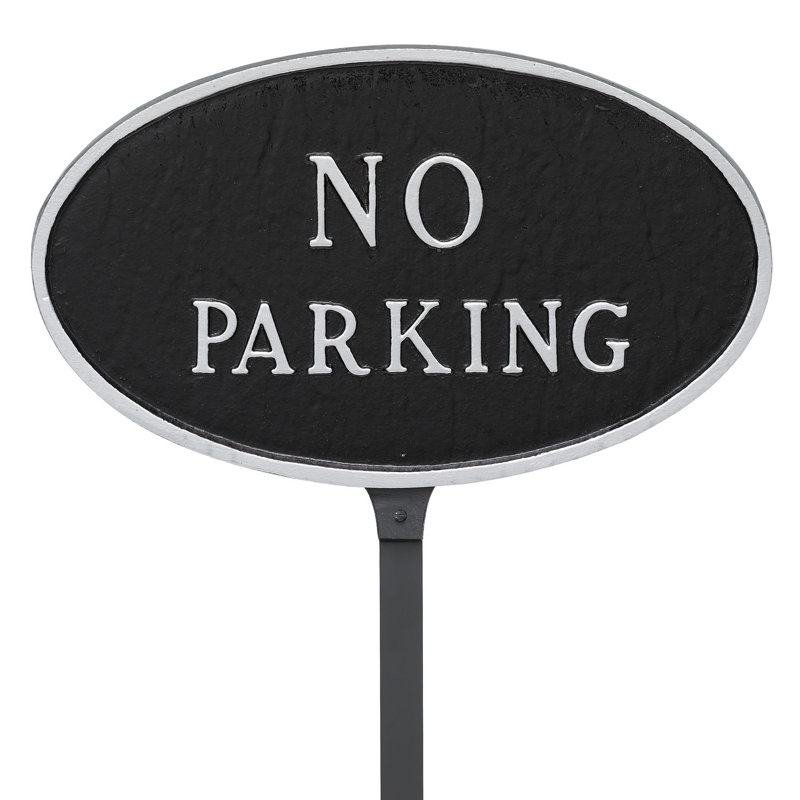 Petit panneau de plaque ovale avec stationnement, Noir / argent, H 6 po x l 10 po x P 0,25 po