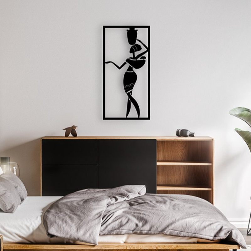 Elegant Decorative Metal Wall Accessory, Black, 13.8 x 27.6 inches | 100% Metal Construction, Thickness: 0.08 inches | Perfect for Home Decor, Modern Aesthetic & Unique Wall Art, Durable and Stylish Design