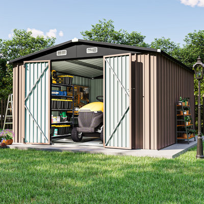 10 Ft. W X 12 Ft. D Outdoor Metal Storage Shed With Metal Base Frame Kit