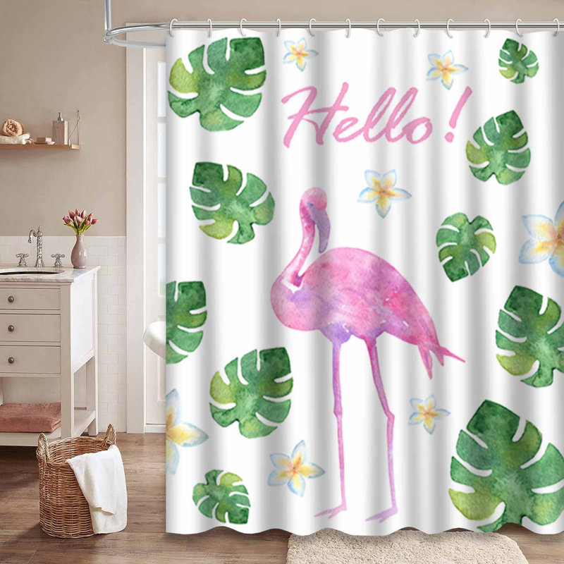 Rideau de douche rose avec 12 crochets, L 72 po x l 84 po