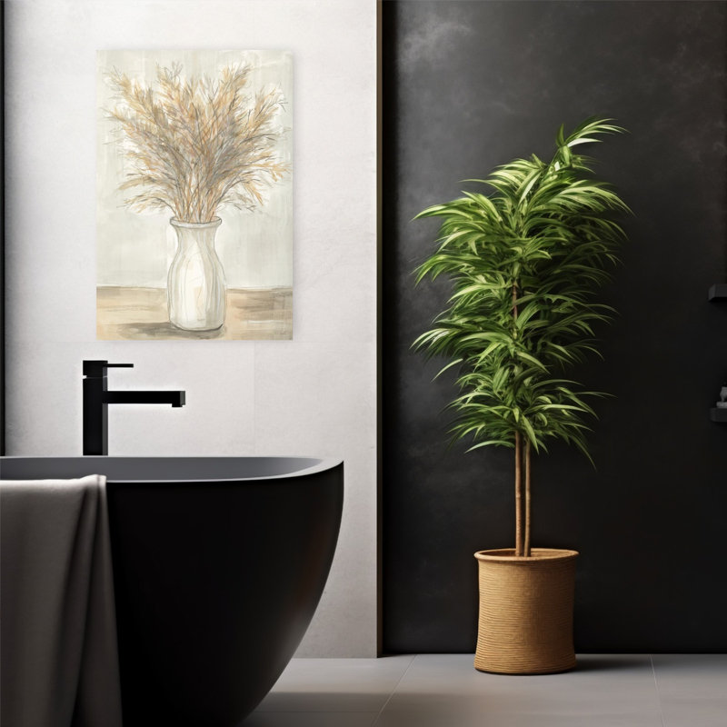 Pampas Grass 1, art contemporain abstrait rustique, H 24 po x l 16 po