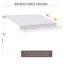Auvent de jardin 10 pi x 8 pi - bloquant, tissu aquatique, manivelle manuelle, structure en aluminium, parasol de balcon multicolore, protection contre l'eau, abri à rayures beige