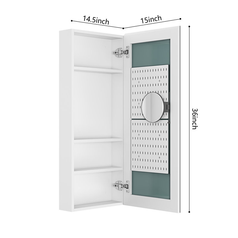 Pharmacie pour salle de bain à miroir sans cadre l 15 po x H 36 po