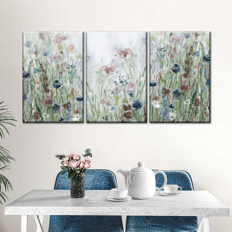 Ensemble de 3 champs de fleurs sauvages sur toile, H 12 po x l 26 po x P 1 po