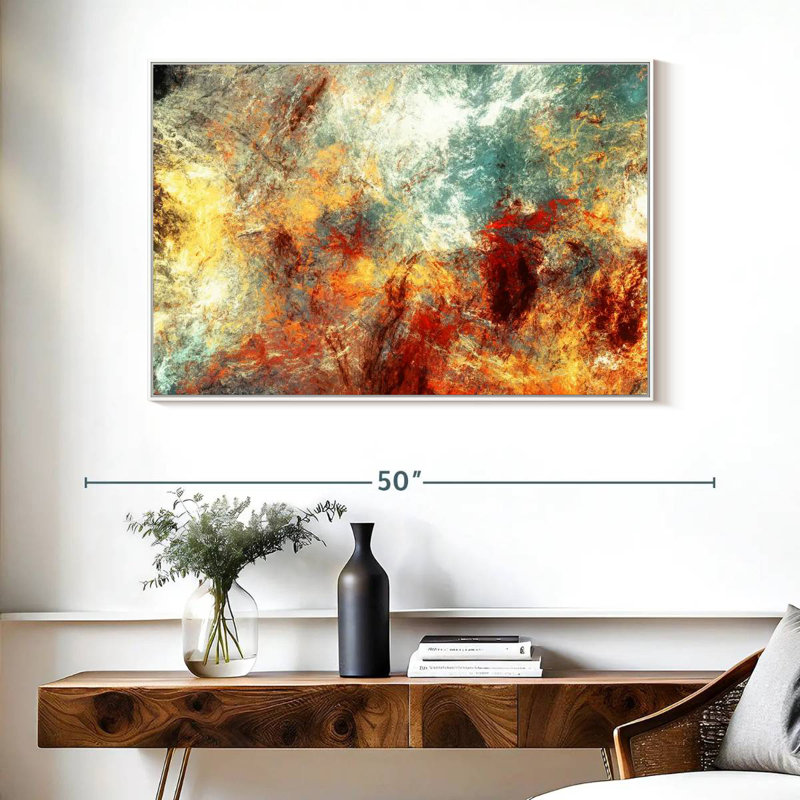 Frozen Fire Madiun, Cadre flottant blanc, 40 po x 27 po