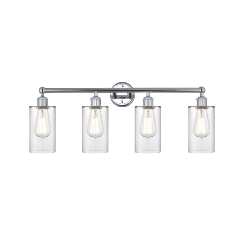 Éclairage pour meuble-lavabo à 4 lumières 30,875 pouces Caldello, Transparent, Chrome poli