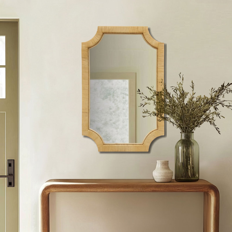 Miroir mural en rotin naturel Averin, H 40,2 po x l 27,2 po, Rectangulaire