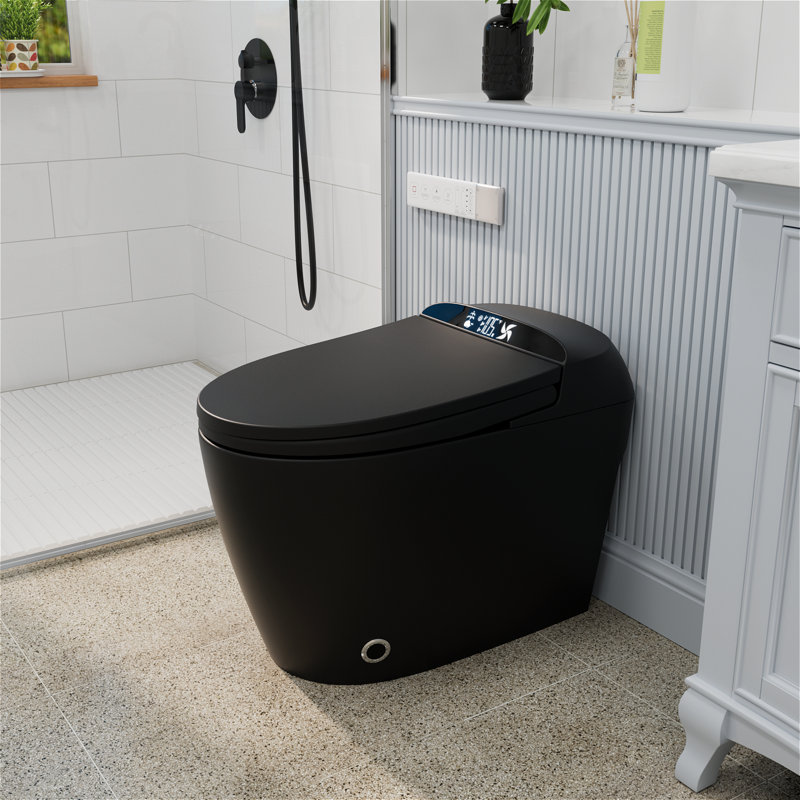 Toilette intelligente de luxe avec bidet intégré, toilette bidet avec siège chauffant, toilette allongée avec chasse d'eau automatique, sécheuse, veilleuse, affichage numérique