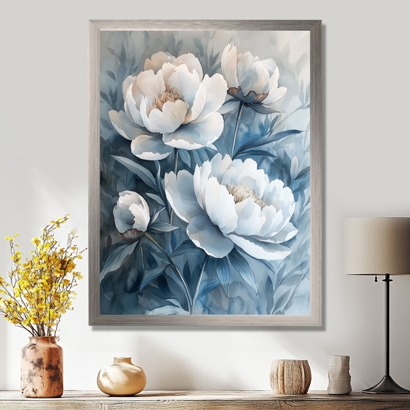 Ballycastle - impression sur toile florale, H 20 po x l 12 po, Avec cadre, Argent argent