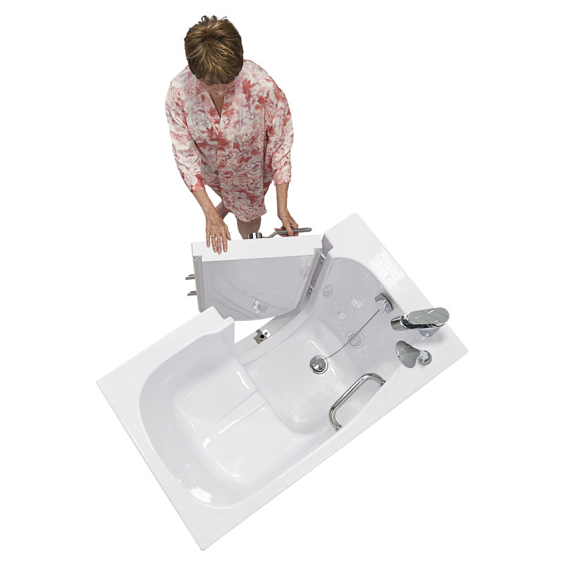 Ella Mobile 26"x45 Acrylic Soaking Walk-In-Bathtub, Left Outward Swing Door, 2 Piece Fast Fill Faucet, 2" Drain, Left