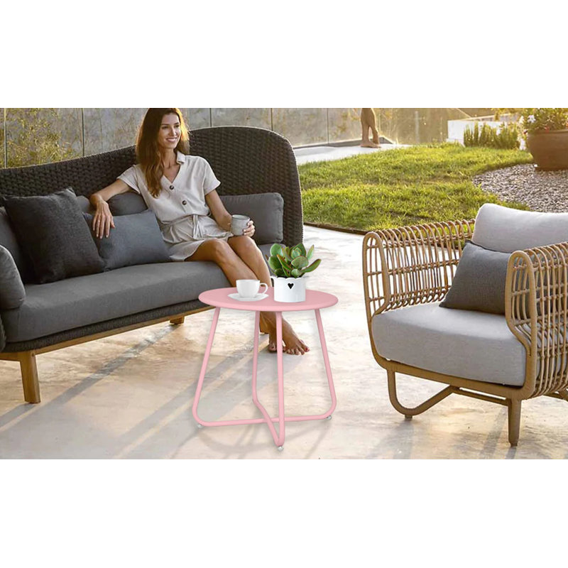 Pink Outdoor Iron Plate Table