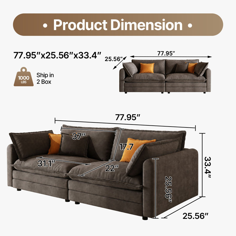 Canapé modulaire 77,95 po, Gray